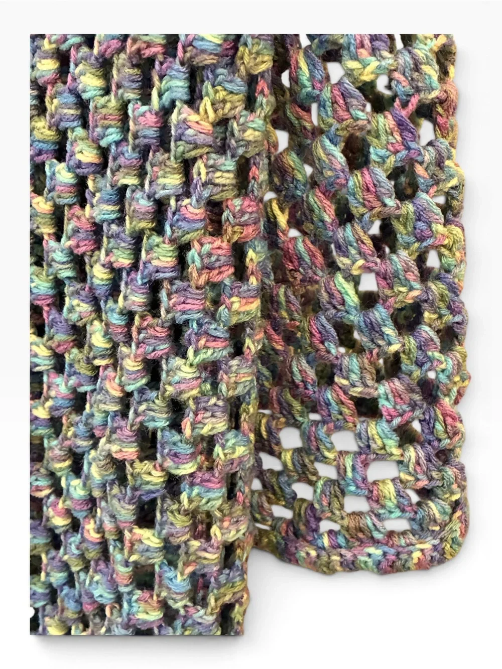 Crocheted box stitch multi tone heathered blanket/throw, Contrast edge. 6’x6’